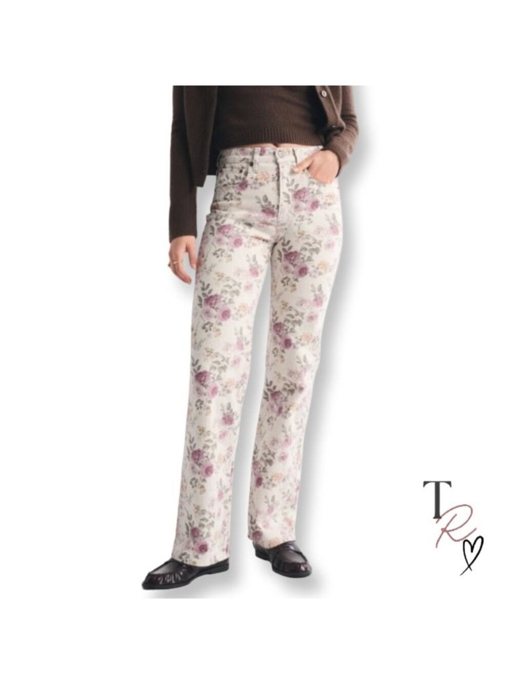 Abercrombie & Fitch NWT 90s Relaxed Floral High Rise Mom Jeans Size 27